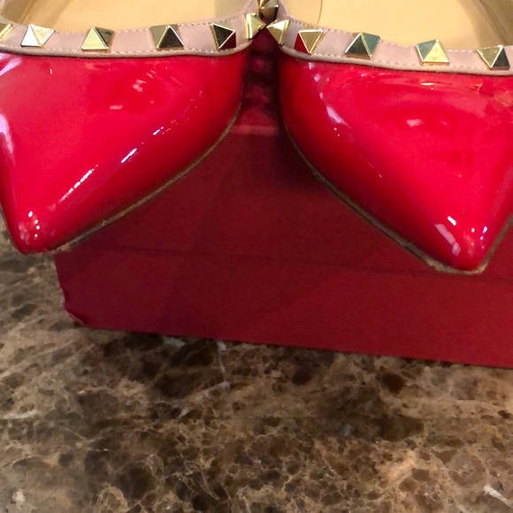 Authentic Valentino Studded Flats in Red and Gold. - Picture 3 of 6
